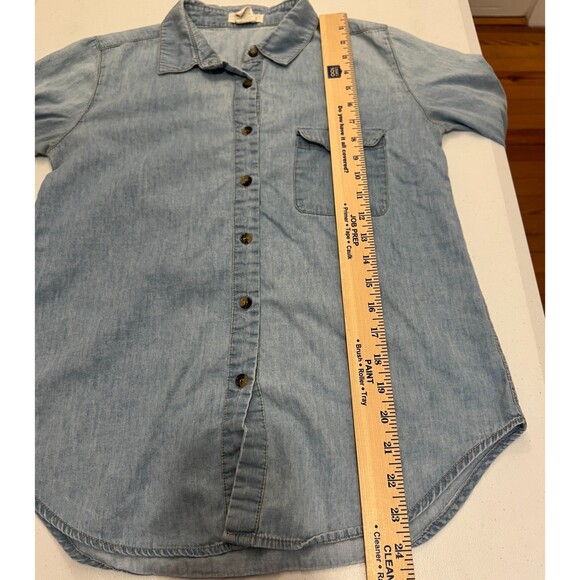 Sans Souci Women's Blue Chambray Long Sleeve Button Up Shirt Size S - Picture 6 of 7
